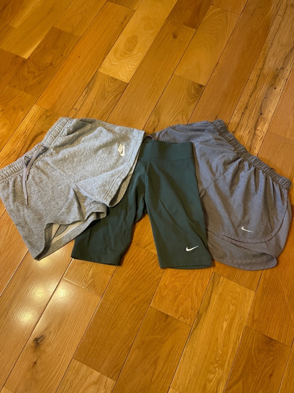 3 pair, Nike Grey, Charcoal & Dark Green Athletic Shorts Trio